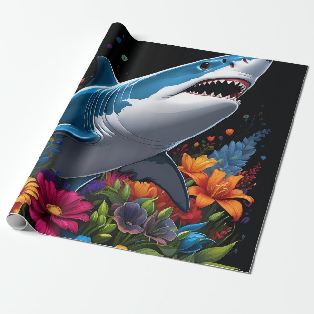 Papier Cadeau Petits requins (Déroulé)