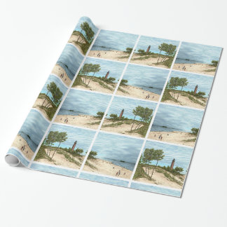 Papier Cadeau Peu de papier d'emballage de phare de sable de