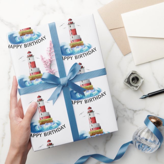 Papier Cadeau Phare D'Anniversaire Avec Vague (Cadeaux)