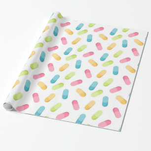 Papier Cadeau Pharmacie Colorée pilules Médicale
