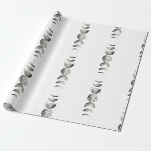 Papier Cadeau Phases d'aquarelle de la lune