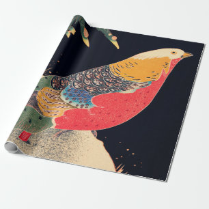 Papier Cadeau Phéasant d'or dans la neige par Ito Jakuchu