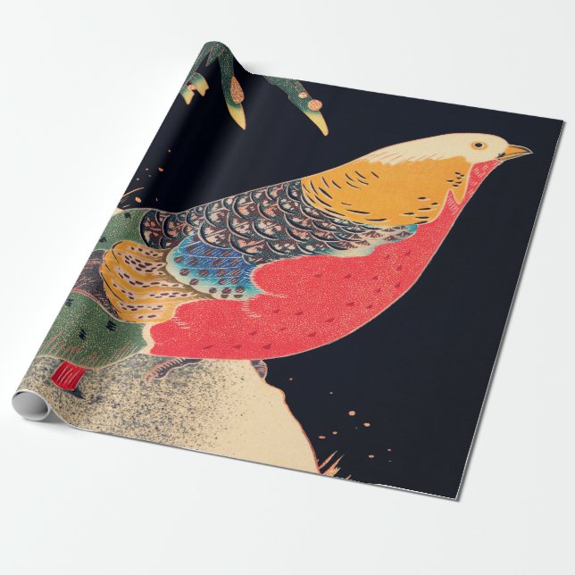 Papier Cadeau Phéasant d'or dans la neige par Ito Jakuchu (Déroulé)