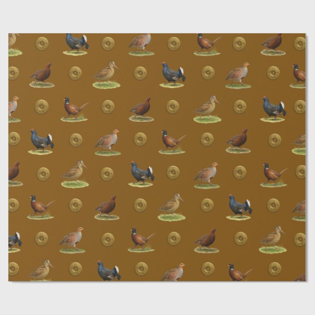 Papier Cadeau Pheasant, Grouse, Partridge,Christmas Gift wrap (Plat)