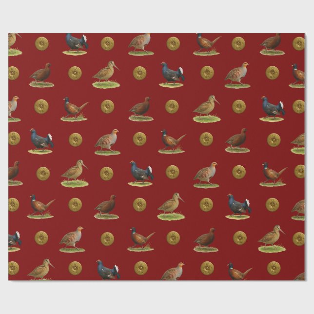 Papier Cadeau Pheasant, Grouse, Partridge,Christmas Gift wrap (Plat)