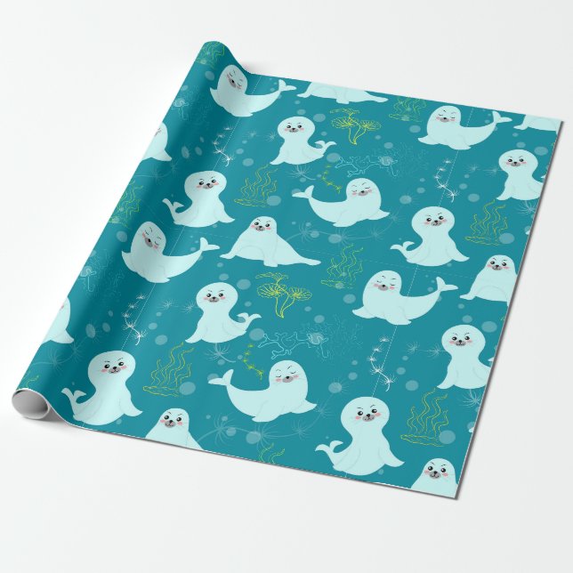 Papier Cadeau Phoques (Déroulé)
