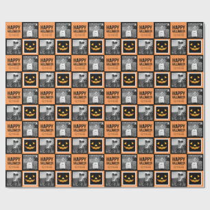 Papier Cadeau Photo avec Happy Halloween Citrouille