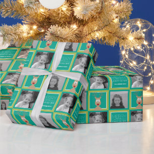 Papier Cadeau Photo avec renne de dessin animé avec Joyeux Noël