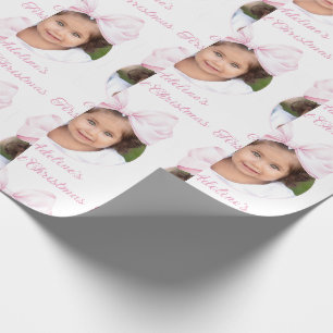 Papier Cadeau Photo Baby Girl First Christmas
