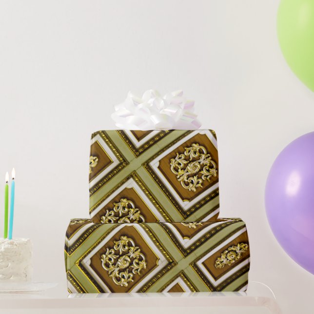 Papier Cadeau Photo Brown et plafond Abstrait vert (Cadeaux de fête)
