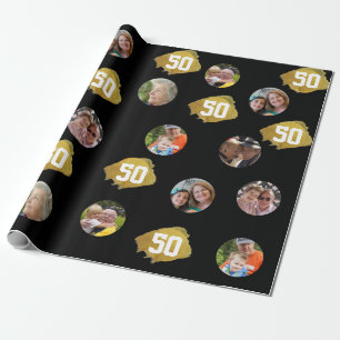 Papier Cadeau Photo Collage Modèle fête de 50e anniversaire