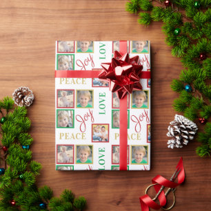 Papier Cadeau Photo Collage Peace Love Joy Christmas