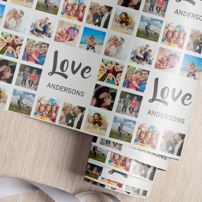 Papier Cadeau Photo Custom Family Collage Personnalité de White (Créateur téléchargé)
