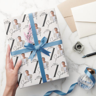Papier Cadeau Photo de 70e anniversaire moderne minimale étape i