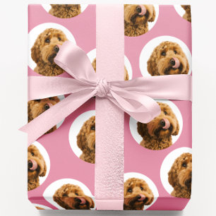 Papier Cadeau Photo de chien personnalisé Rose 