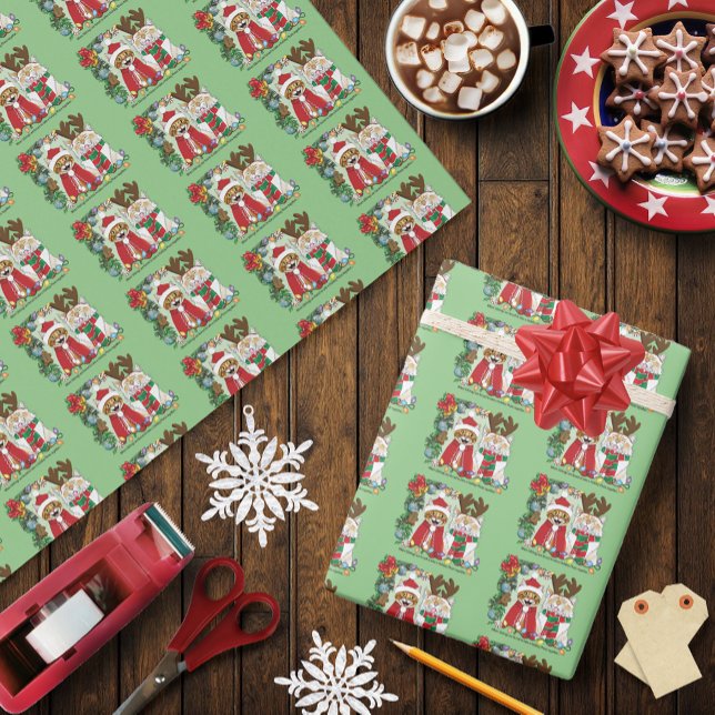 Papier Cadeau Photo de Noël annuelle du chat (Créateur téléchargé)