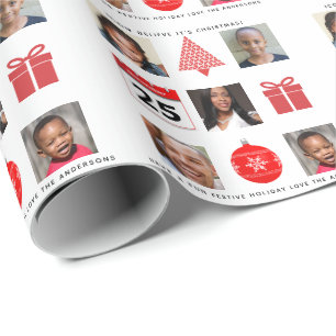 Papier Cadeau PHOTO DE Noël ICON COLLAGE Keepsaké Moderne