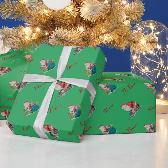 Papier Cadeau photo de père Noël mignonne prêt pour Noël (Vacances)