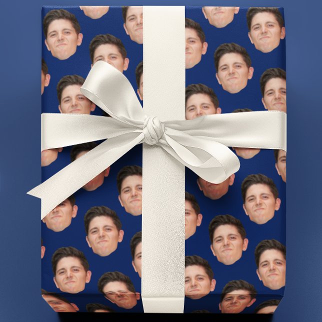 Papier Cadeau Photo de visage ou d'animal de compagnie Navy Papi (Créateur téléchargé)