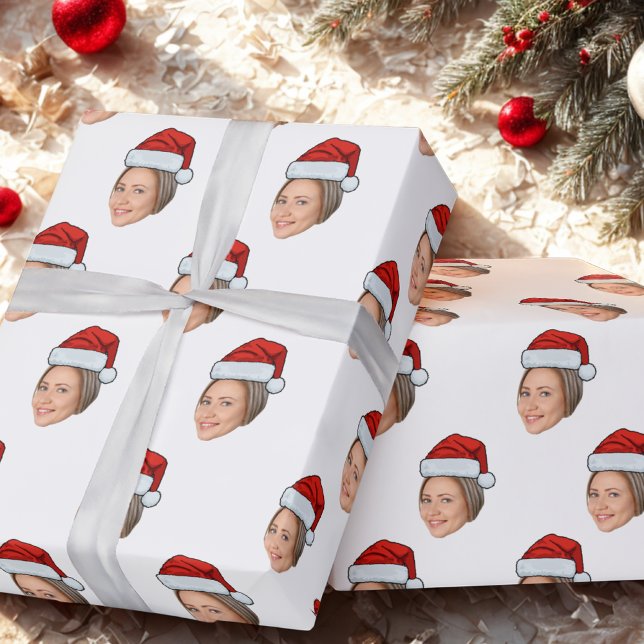Papier Cadeau Photo de visage personnalisée Cadeau de Noël du Pè (Créateur téléchargé)