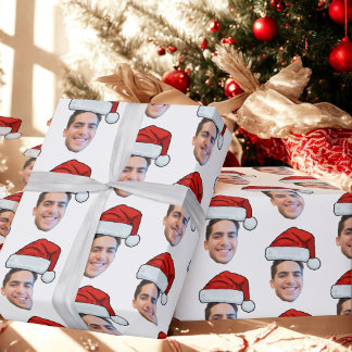 Papier Cadeau Photo de visage personnalisée de Noël Cadeau de Pè