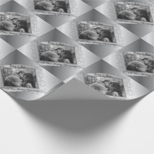 Papier Cadeau Photo du 25e anniversaire du Mariage Custom Blck a