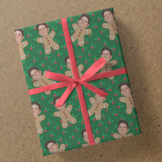 Papier Cadeau Photo du visage personnalisé Gingerbread Hommes Ch