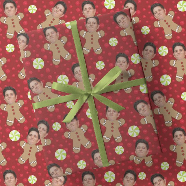Papier Cadeau Photo du visage personnalisé Pain d'épices Hommes  (Créateur téléchargé)