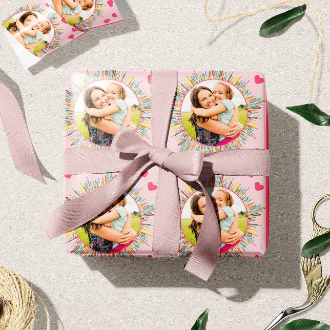 Papier Cadeau Photo et coloré Art Abstrait Coeur rose (Créateur téléchargé)