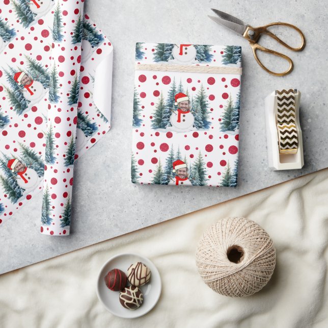 Papier Cadeau Photo Face Christmas Funny Snowman (Artisanat)