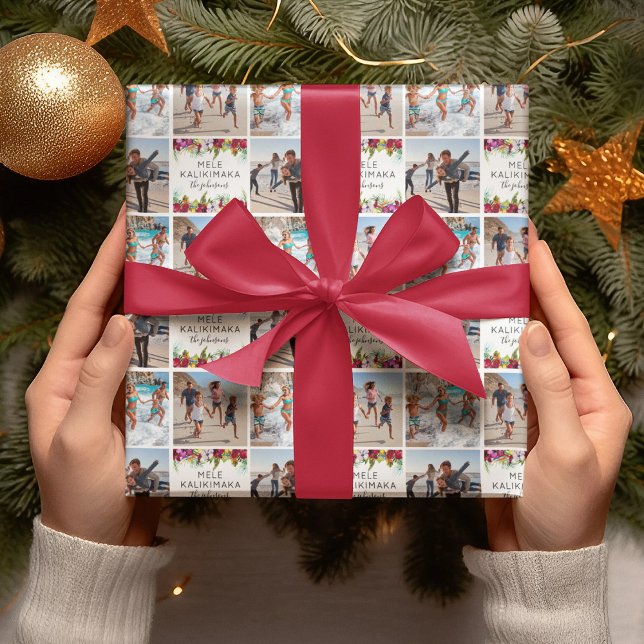 Papier Cadeau Photo florale tropicale Mele Kalikimaka (Créateur téléchargé)