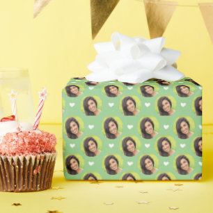 Papier Cadeau Photo Girlfriend pour ami Motif Hearts Sage