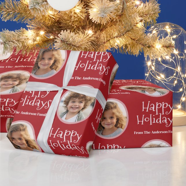 Papier Cadeau Photo personnalisée avec Whimsical Happy Holidays  (Vacances)