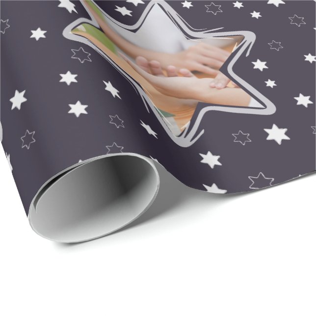 Papier Cadeau Photo personnalisée du professionnel Étoiles de No (Coin rond)
