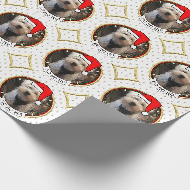 Papier Cadeau Photo personnalisée Noël Père Noël Pet HO HO HO HO (Coin)