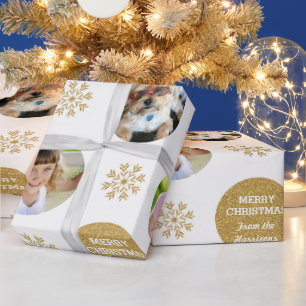 Papier Cadeau Photo personnalisée Parties scintillant or Regarde