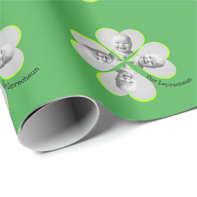 Papier Cadeau Photo personnalisée shamrock (Coin rond)