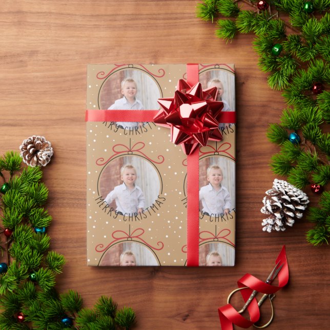 Papier Cadeau Photo personnalisée Tan et Noël noir (Cadeau de vacances)