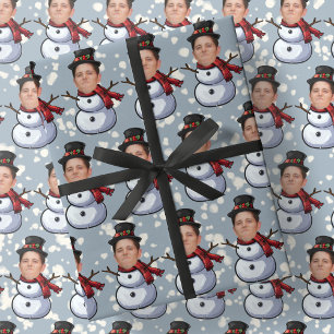 Papier Cadeau Photo personnalisée Visage Noël Neiges Papier à en