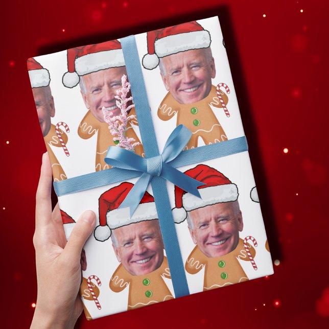 Papier Cadeau Photo personnalisée Visage pain d'épice drôle Joe  (Créateur téléchargé)