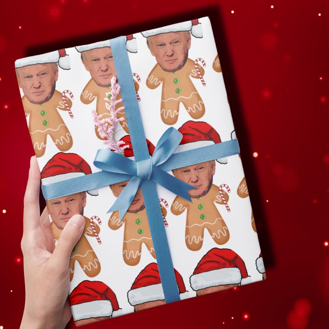 Papier Cadeau Photo personnalisée Visage pain d'épice drôle Trum (Créateur téléchargé)