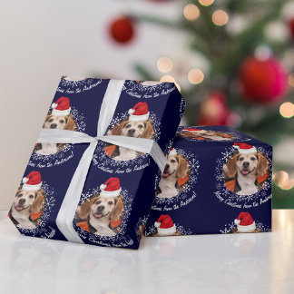 Papier Cadeau Photo pour animaux de compagnie avec Santa Hat Sno