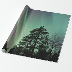 PAPIER CADEAU PHOTO SILHOUETTE D'AURORA BOREALIS