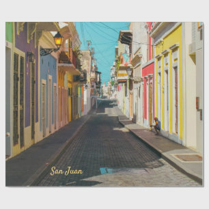 Papier Cadeau Photographie de la rue pavée de vieux San Juan