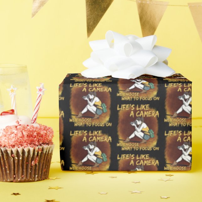 Papier Cadeau Photographie - La vie comme une caméra photographe (Fête d'anniversaire)