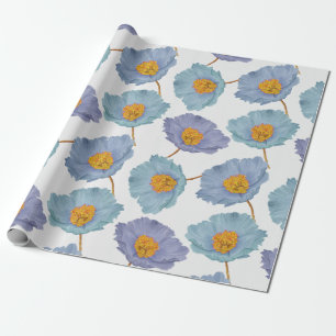 Papier Cadeau Photos à gros caractères pastel bleu floral aquare