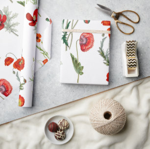 Papier Cadeau Photos de couleur rouge à l'aquarelle