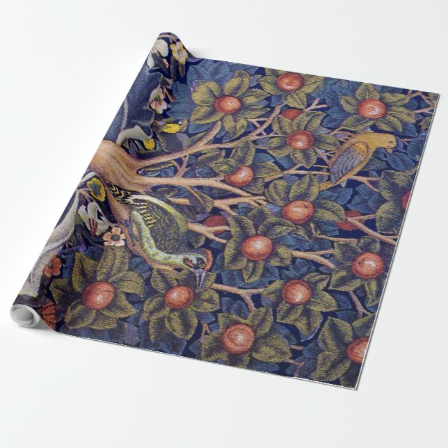 Papier Cadeau Pic de bois, William Morris (Déroulé)