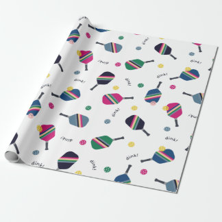 Papier Cadeau Pickleball Amusant Paddles rayé Dink Wrapper Papie