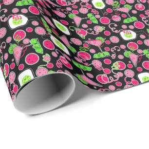 Papier Cadeau Pickleball Cosmo Jour Dinking sur Noir
